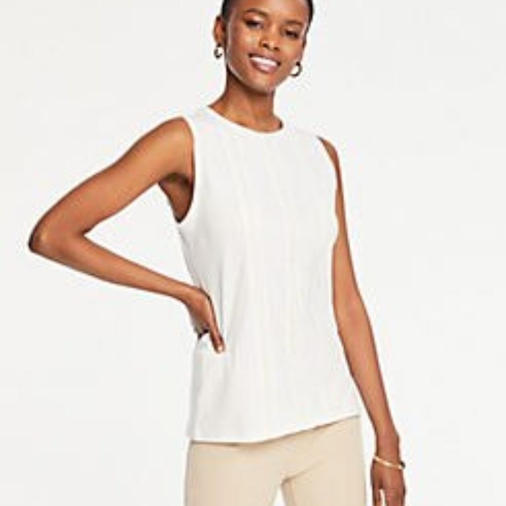 Ann Taylor Lace Striped Shell Sleveeless